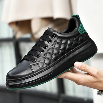 Yüksek Kalite Flats Erkek Açık yürüyüş ayakkabısı Hakiki Deri erkek Klasik Paten Ayakkabı Yeni Varış Tüm Maç Dantel-Up Sneakers