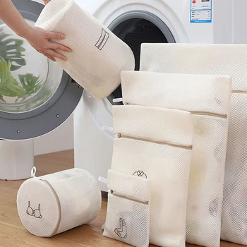 Çamaşır torbası İnce Örgü Nakış Baskı çamaşır torbası Ev Giysileri Temizleme çamaşır torbası s Çamaşır Makineleri İçin Yeni 6 Adet Setleri
