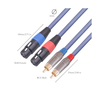 Çift XLR RCA Kablosu, Çift XLR Dişi Çift RCA Erkek Kablo, 2 XLR Dişi 2 RCA Erkek HiFi Ses Kablosu, 3.3 Feet