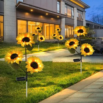 1/3 Kafa LED güneş simülasyon ayçiçeği ışıkları Bahçe Yard çim gece ışıkları peyzaj lambası ev dekoratif çiçek ışıkları