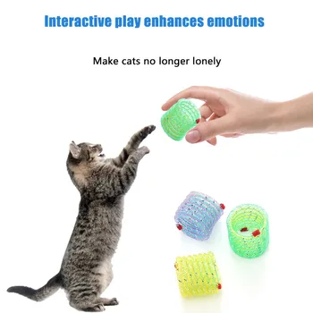 1/4/8 adet Kedi Oyuncak Renkli hat borusu Elastik Bahar Dönen Oyuncak Yavru İnteraktif Oyuncaklar Küçük ve Orta Ölçekli Kediler Oynamak için