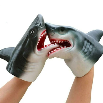 1 Adet Komik çocuk Gerçekçi Köpekbalığı kukla Yumuşak Plastik Ağız Ücretsiz Deformasyon Oyuncaklar Hayvan Kafası Eldiven Çocuklar Cosplay Oyuncaklar