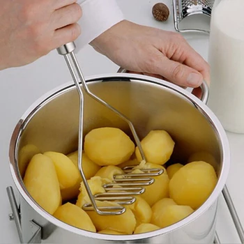 1 adet Paslanmaz Çelik Mutfak Gadget Patates Ezici Basın Pişirme Aracı Patates Püresi Dalgalı Basınç Ricer Mutfak Aksesuarları