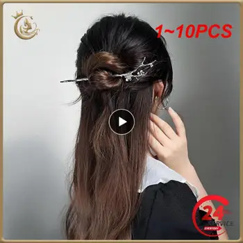 1 ~ 10 ADET kadın Saç Tokası Düz Kavisli Metal Saç Sopa Pin Çin Tarzı Headdress Zarif Takı Aksesuarları Düğün Parti
