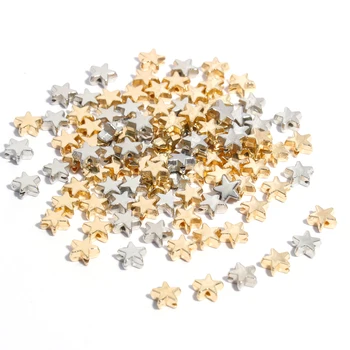 100 adet 6mm Yıldız Şekli CCB halka boncuk Altın Rengi Beyaz K dağınık boncuklar Takı Yapımı İçin El Yapımı Takılar Bilezik Aksesuarları