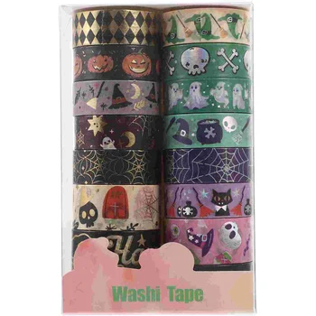 16 Rolls Dekoratif Washi Bant Cadılar Bayramı Karalama Defteri Elemanları Japon Kağıt Sevimli Estetik