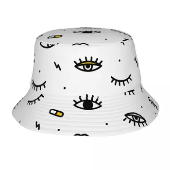 2023 Erkek Kadın Yaz Psychedelic Gözler Dudaklar Kova Şapka Bob Balıkçı şapka Açık Seyahat Güneşlik Moda Panama