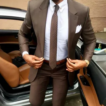 2023 Son Kat Pantolon Tasarımları Kahverengi Erkek Takım Elbise Slim Fit Zarif Smokin Düğün İş Parti Elbise Yaz Ceket