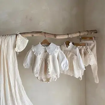 2023 Yeni Bebek Kolsuz Dantel Bodysuit Katı Yenidoğan Toddler Tulum Bebek Kız Sling Tulum Bebek Kız Elbise Giysileri 0-24M