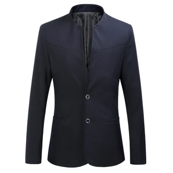 2023 Yeni Erkek Bahar Blazer Sinicism İş Rahat Standı Yaka Takım Elbise Ceket Erkek Blazer Slim Fit Erkek Blazer Ceket Boyutu S-6XL