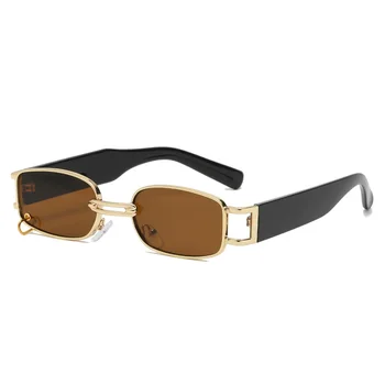 2023 Yeni Steampunk Güneş Gözlüğü Halka Toka Moda Metal Çerçeve Optik Vintage Boy Kare güneş gözlüğü Erkekler