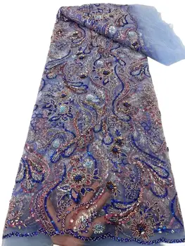5 Metre Son Karışık Renkler En Kaliteli Zarif Tül Dantel Taşlar Boncuk Kumaş Düğün Parti Elbise için NN6138_Z