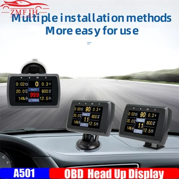 A501 Head Up Display Çok Fonksiyonlu Akıllı Araba OBD HUD Dijital Metre Arıza Kodu alarm ekranı Otomatik Hız Voltmetre Kilometre