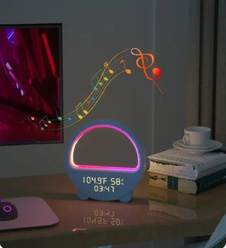 Akıllı Termo Higrometre Monitör masa lambası Masaüstü Saat ortam ışığı ses aktive Uyandırma Gece Lambası Usb Şarj