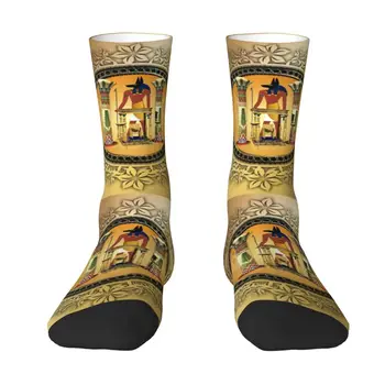 Antik Mısır Anubis Erkekler Kadınlar Ekip Çorap Unisex Komik 3D Baskılı Mısır Tanrıları Firavun Elbise Çorap