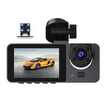 Araba Video Kaydedici 3İn1 FHD 1080P 3 Kamera araba dvr'ı Dashcam Dikiz Kamera ile Arka Lens Gece Görüş Araba için Evrensel