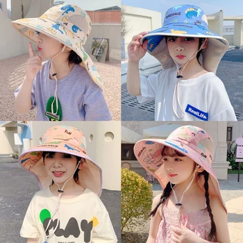 Açık Yaz Şapka Çocuklar Çocuklar İçin güneş şapkası Boyun kulak koruyucu Güneş Koruma Plaj Kapaklar Çocuklar Erkek Kız Flap Kap Çocuklar İçin