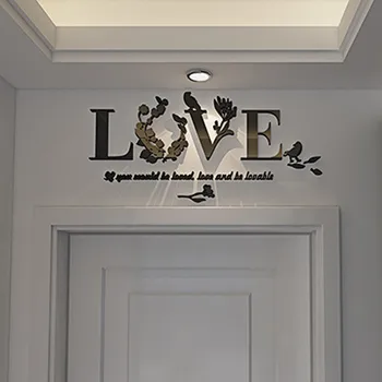 Aşk Duvar Sticker 3d Akrilik Duvar Çıkartmaları Yazı Sanatı Kelimeler Çıkartmaları Ev Dekor Düğün Dekorasyon Posteri yatak odası dekoru 33x70cm