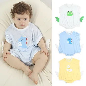 Bebek Klima Giysileri Yaz Yenidoğan Erkek Kız Romper Sevimli Karikatür Hayvan Baskı Kısa Kollu Bodysuit Bebek Pijama