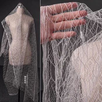 Beyaz Dantel Örgü kumaş Perspektif Delikli Elbise düğün elbisesi Moda Tasarımcısı Moda Kumaşlar Kumaş Dıy Dikiş Malzemesi