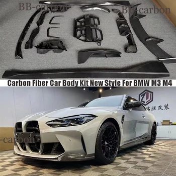 BMW için M3 M4 G80 G82 Yeni Stil Karbon Fiber araç gövde Kiti Ön Arka Tampon Splitter Difüzör ızgarası Yan Etek Hava Firar Spoiler