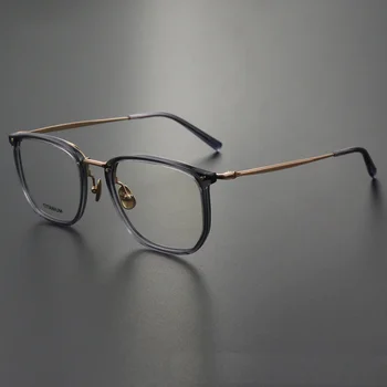 BT6000 Düzensiz Ultra hafif Saf Titanyum Büyük Çerçeve Miyopi Gözlük erkek Şeffaf Gri Gözlük Çerçevesi kadın Basit