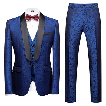 (Ceket + Yelek + Pantolon) takım elbise Smokin Erkek İlkbahar ve Sonbahar High-end Özel İş Blazers Üç parçalı Erkek Damat Elbise S-6XL