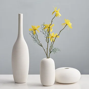 Dekoratif Modern Seramik Vazolar İskandinav Minimalizm Vazo Dekorasyon Ev Oturma Odası Ev Masa Kurutulmuş Çiçek Saksıları Dekor