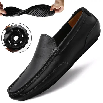 Deri erkek ayakkabısı Lüks Moda Rahat Resmi Loafer'lar üzerinde Kayma Erkekler Moccasins İtalyan Siyah Erkek sürüş ayakkabısı Sneakers Artı Boyutu