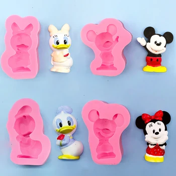 Disney Mickey Minnie silikon kalıp Çikolata Şeker Kil Reçine Alçı DIY Kalıp Kek Dekorasyon Araçları Balmumu Sabun Kalıpları Oyuncaklar Hediye
