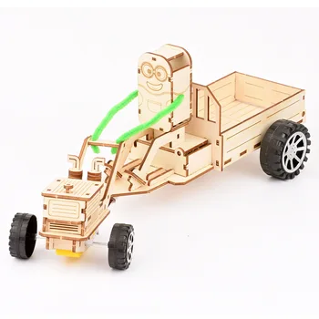 DIY Yaratıcı Ahşap 3D Monte El Sanatları Traktör-sarı Tarzı Modeli Bileşen El Sanatları Hediyeler Çocuklar ve Yetişkinler için P281