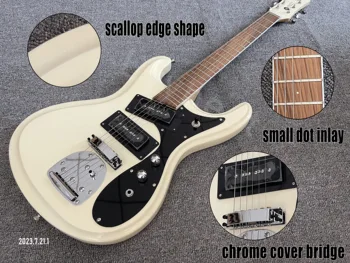 Elektro Gitar Krem Beyaz Gülağacı klavye Küçük Noktalar Kakma Tek Beyaz Bağlama Krom Parçaları Siyah Pickguard
