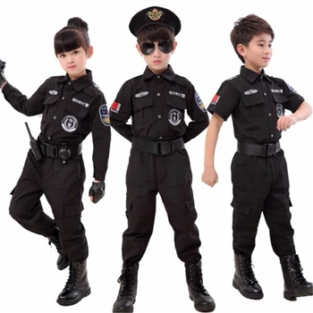 Erkek Kız Polis Kostümleri Çocuk Cosplay Çocuklar için Ordu Polis Üniforma Giyim Seti Mücadele Performans Üniformaları