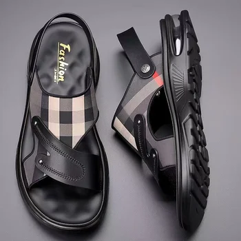 Erkek Sandalet Lüks Marka Tasarımcısı 2023 Yaz Yeni Nefes hava yastığı Ayakkabı Rahat kaymaz Ayakkabı plaj terlikleri Yumuşak Taban