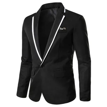 Erkek Takım Elbise İş Rahat Demir Tek Sıra Tek Düğme Bölünmüş Yaka Düğün Parti Ceket Slim Fit Ofis Blazer Erkek Ceket