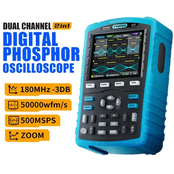 FNIRSI DPOX180H 2 İn 1 Dijital Osiloskop Taşınabilir Profesyonel Fonksiyon Sinyal Jeneratörü Çift Kanal 180 MHz - 3DB 500 MSPS
