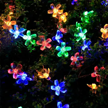 Güneş dize noel ışıkları açık 100/50 / 20LED 8 modu su geçirmez çiçek bahçe çiçeği aydınlatma parti ev dekorasyon