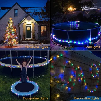 Güneş halat şerit ışıkları renkli lamba 50 LEDs tüp halat ışık dize 8 modları su geçirmez tatil aydınlatma düğün noel için