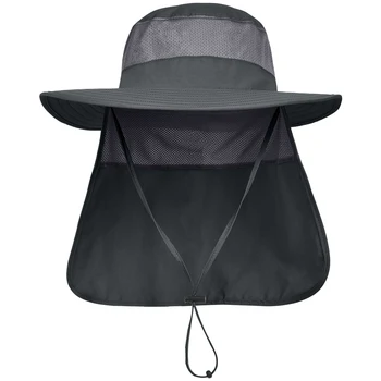 IYEBRAO Erkek UV Koruma güneş şapkası Boyun Flep ile Yaz Katlanabilir Örgü Boonie Kap Balıkçılık Yürüyüş Bahçe İş UPF 50+