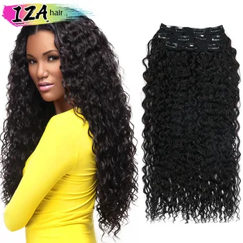 IZA Uzun Kinky Kıvırcık 4 Adet Klip sentetik saç uzantıları Ombre Renk 28 inç/70 cm Kıvırcık Organik Saç Tam saç tokası Saç