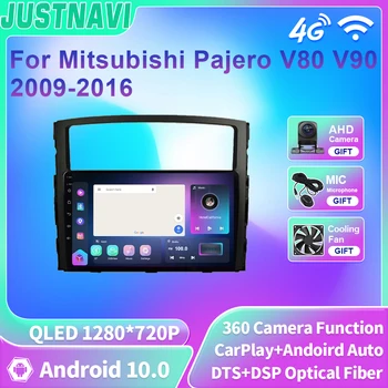 JUSTNAVI QLED Araba Radyo Mitsubishi Pajero İçin V80 V90 2009-2016 Android Multimedya Video Oynatıcı GPS DSP Navigasyon Carplay 2 Din