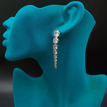 Kadın Uzun Tarzı Moda Lüks Buz Kırık Zirkon Kulak Takı 2023 Yeni Gümüş İğne Fransız High-End Küpe Toptan