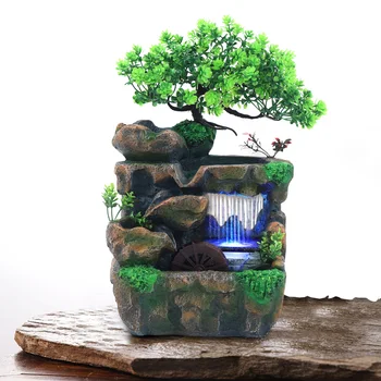 Kapalı Çeşme Şelale Masa Çeşme Dekorasyon Su Özelliği ile renk değiştiren LED Aydınlatma Zen Meditasyon Şelale