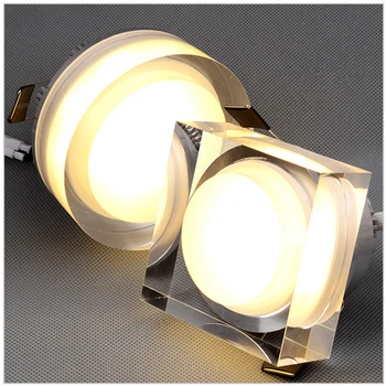 Kare Kristal led downlight 5W12W Gömme tavan ışığı 110V 220V Spot ışık yuvarlak aşağı ışık ev dekorasyon için mutfak lambası