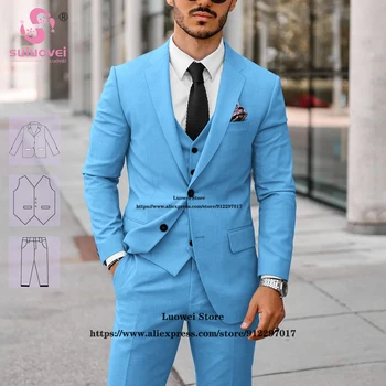 Klasik Slim Fit Takım Elbise Erkekler İçin Özelleştirilmiş 3 Parça pantolon seti Resmi Groomsmen Düğün Balo Smokin Blazer Terno Masculino Completo