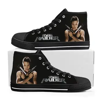 Lara Croft Tomb Raider Yüksek Top Sneakers Mens Womens Genç Angelina Jolie Kanvas Sneaker çift Ayakkabı Rahat Custom Made Ayakkabı