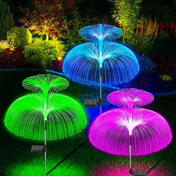 LED çift katmanlı denizanası 7 renk güneş ışıkları dış aydınlatma peyzaj çim lambası değişen güneş bahçe ışıkları yolu dekor