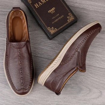 Lüks Marka Erkek Loafer'lar Hakiki Deri Erkek rahat ayakkabılar En Kaliteli Slip-on Ayakkabı Moda Açık Yürüyüş Flats Moccasins