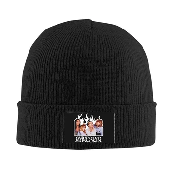 Maneskin Rock Roll Grubu Skullies Beanies Kapaklar Erkekler Kadınlar İçin Unisex Serin Kış Sıcak Örgü Şapka Yetişkin Kaput Şapka