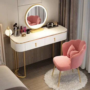 Masası Modern Dresser Masa Ayna Yatak Odası Bayan Makyaj Tuvalet Masası Yoğunluk Kurulu Tocador Maquillaje yatak odası mobilyası